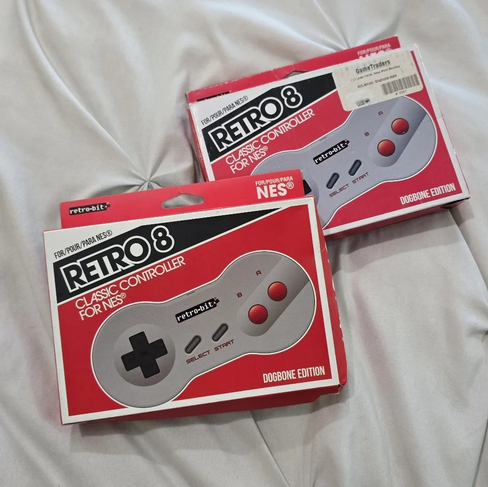 New In Box - Lot of 2 Retro Bit 8 Classic Controller For NES - DOGBONE EDITION